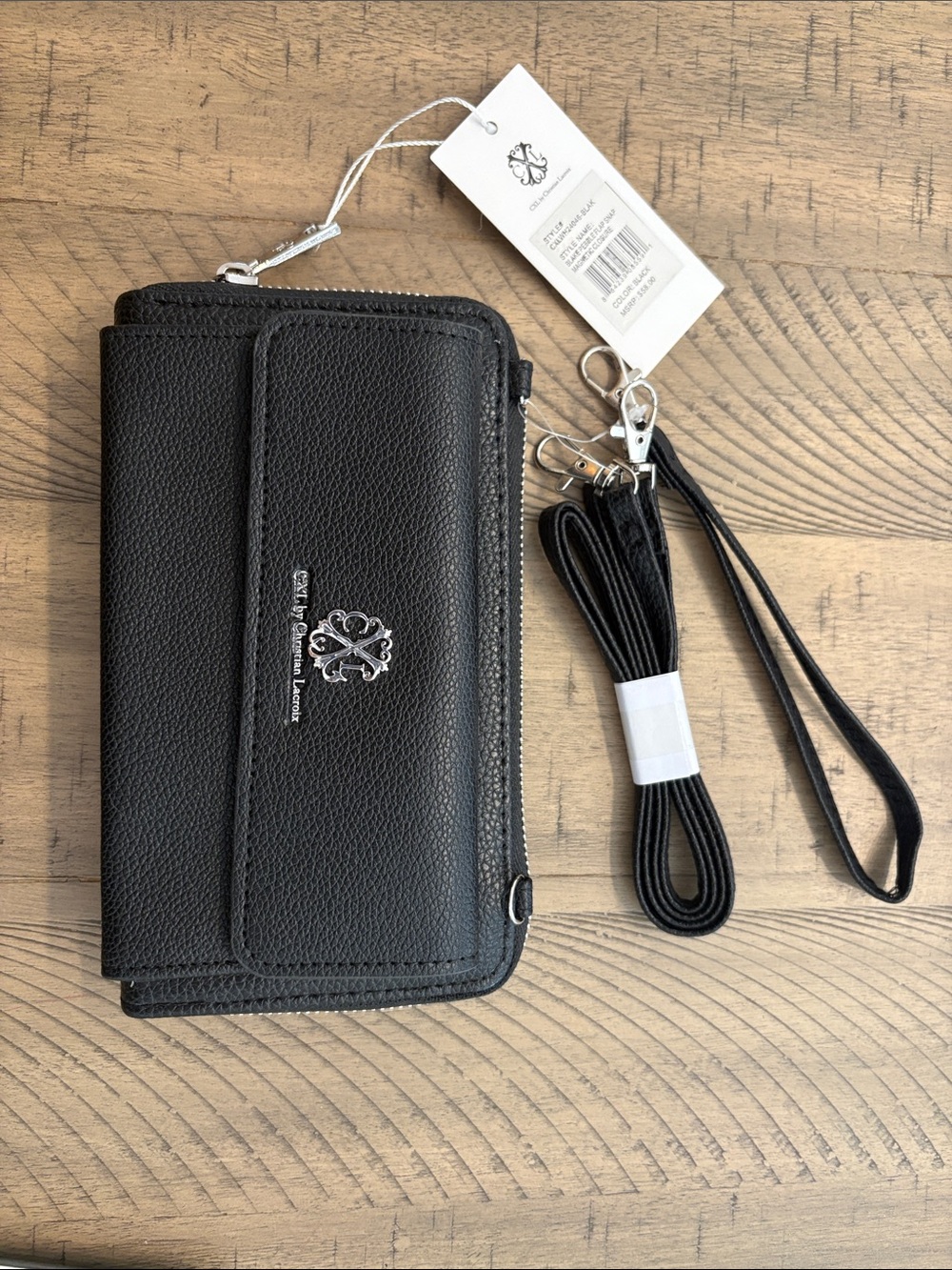 644 Christian Lacroix Black Crossbody Wallet Bag